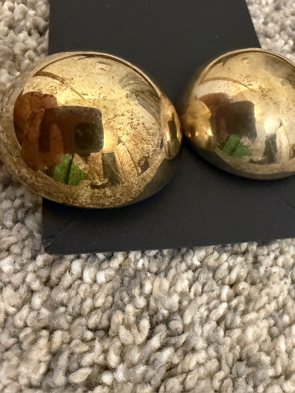 Gold Tone Dome Statement Earrings Women’s Jewelry - Picture 8 of 8